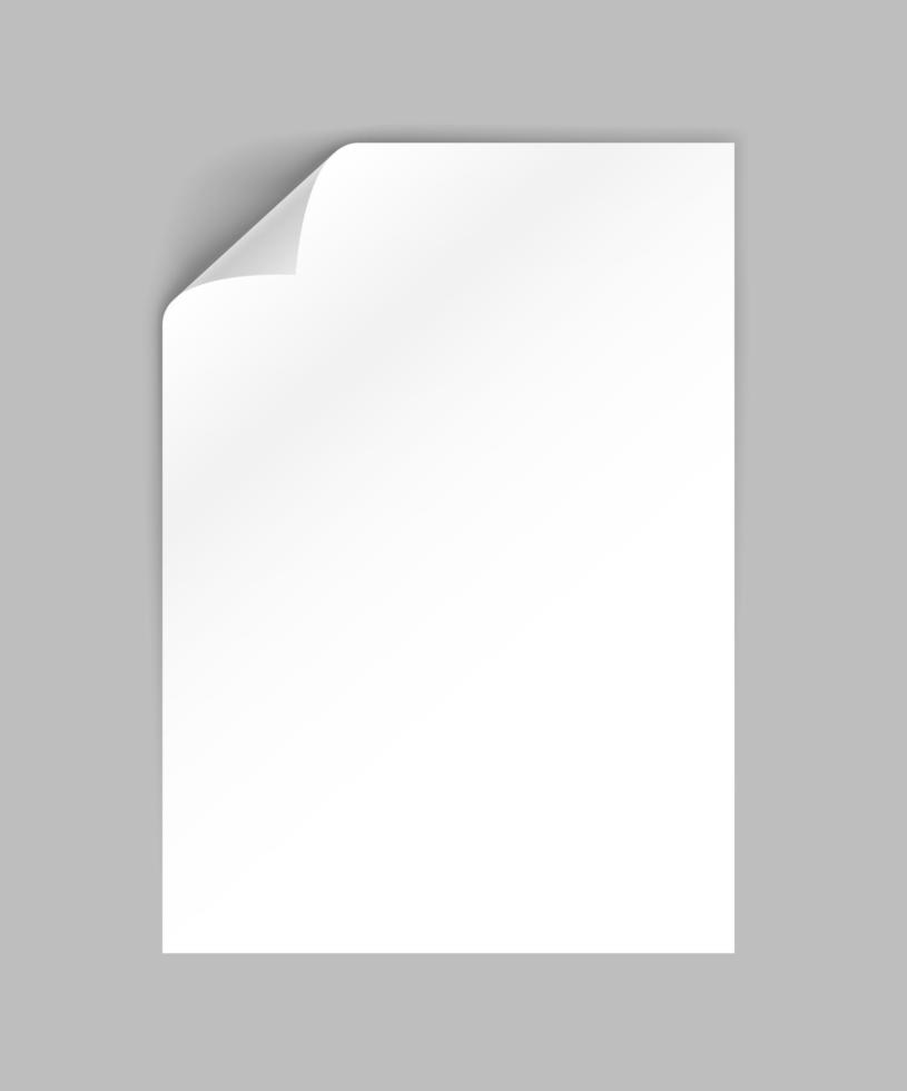 White A4 format paper sheet with left corner bended vector