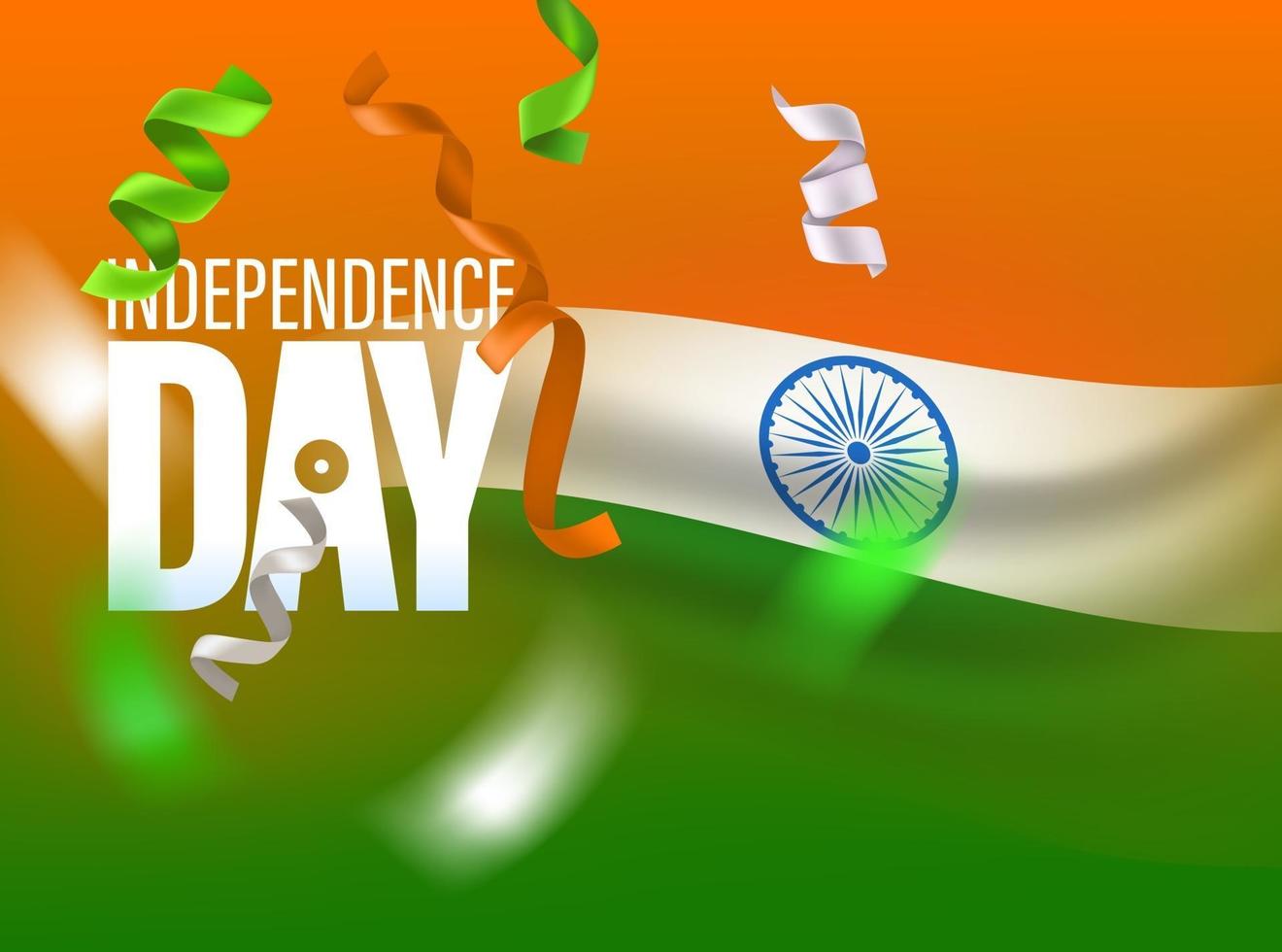 tarjeta de felicitación de vector de día de la independencia de india con bandera e inscripción