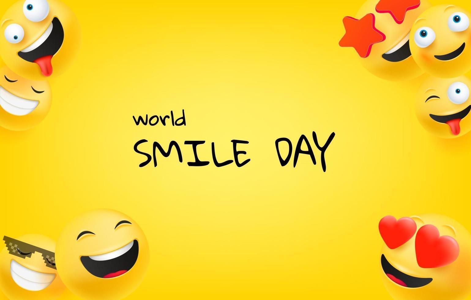 tarjeta de felicitación del día mundial de la sonrisa. tarjeta de felicitación de vector de feliz día de la sonrisa