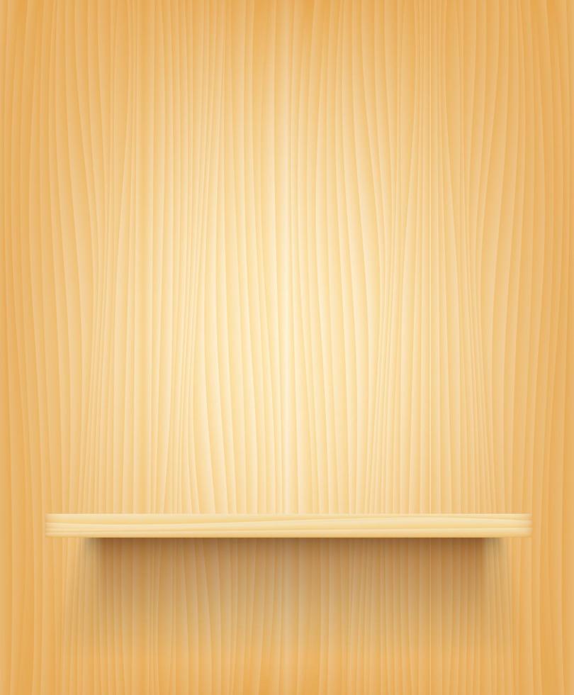 Wooden wall and book shelf. Template for place objects vector