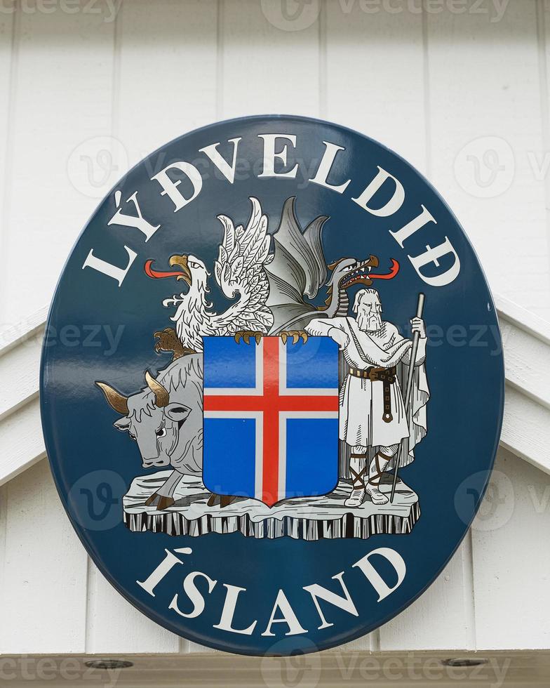 Flag and welcome sign of Faroe Islands, Denmark photo