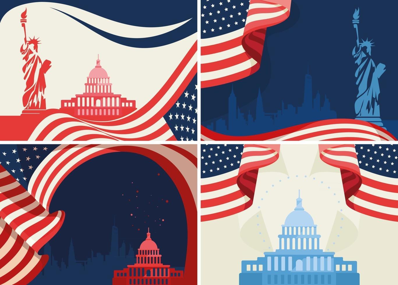 Set of US public holiday banners vector