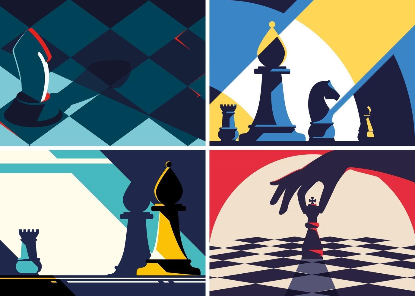 Collection of chess banners vector