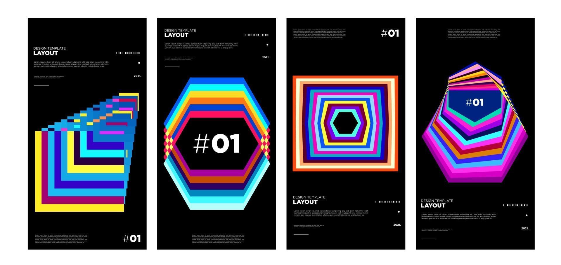 Colorful abstract geometric bauhaus and ethnic poster design template vector