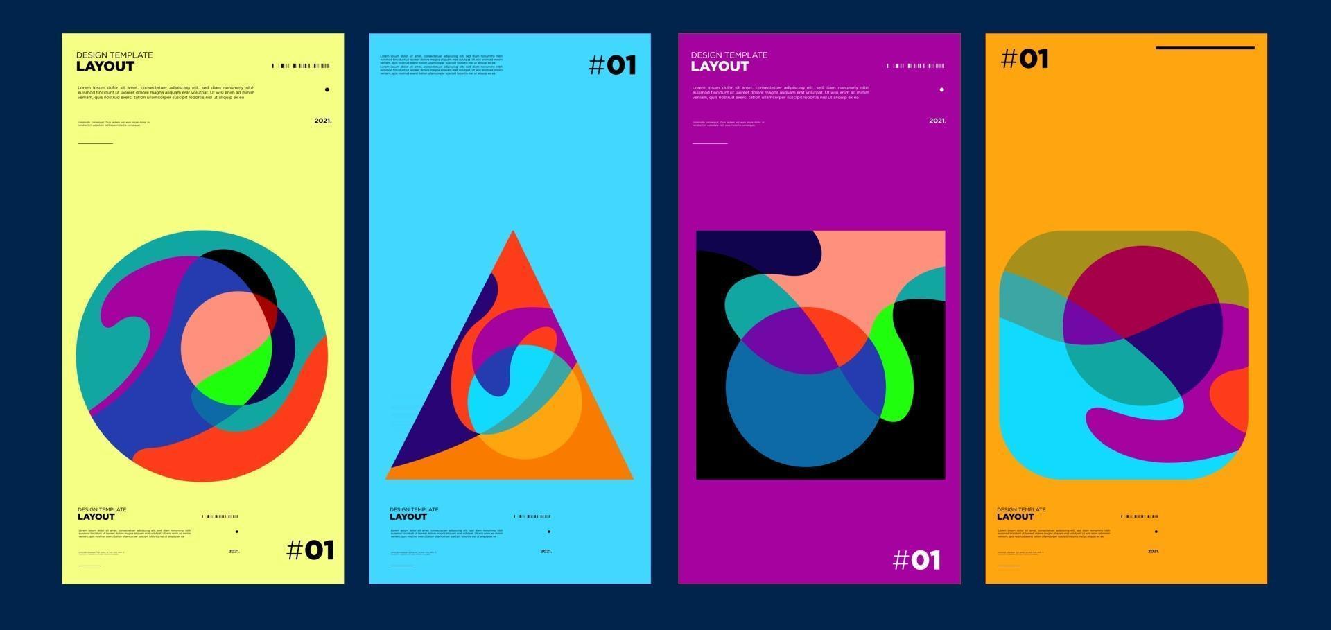 Colorful abstract geometric bauhaus and ethnic poster design template vector