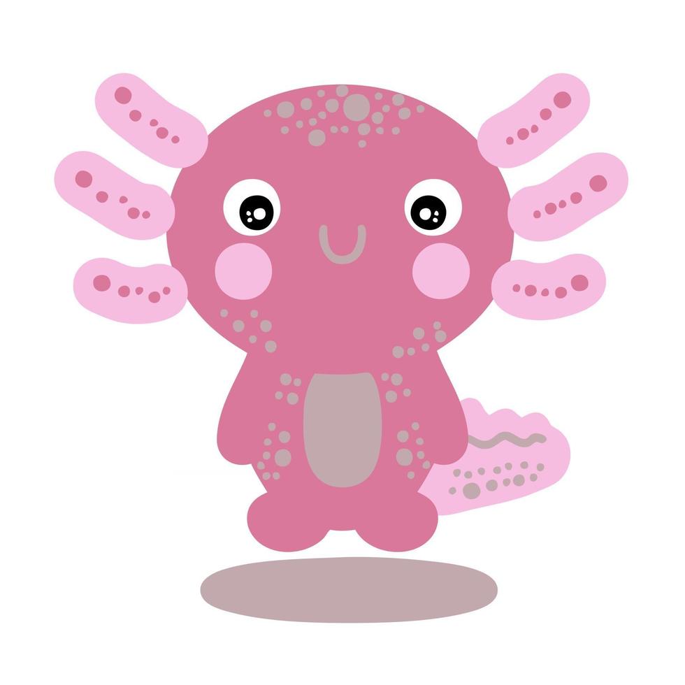 Hand drawn vector illustration lovely pink axolotl