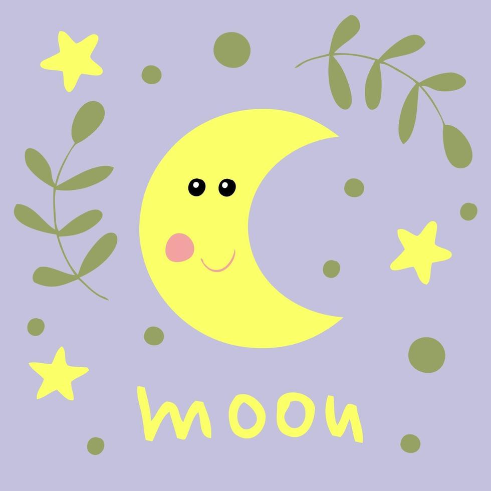 Drawing of a bright yellow moon vector