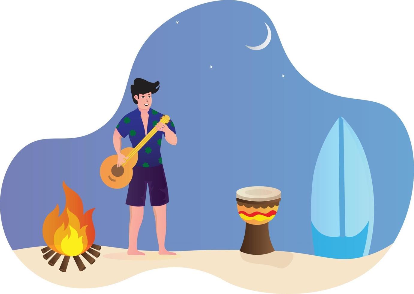night Camp fire vector