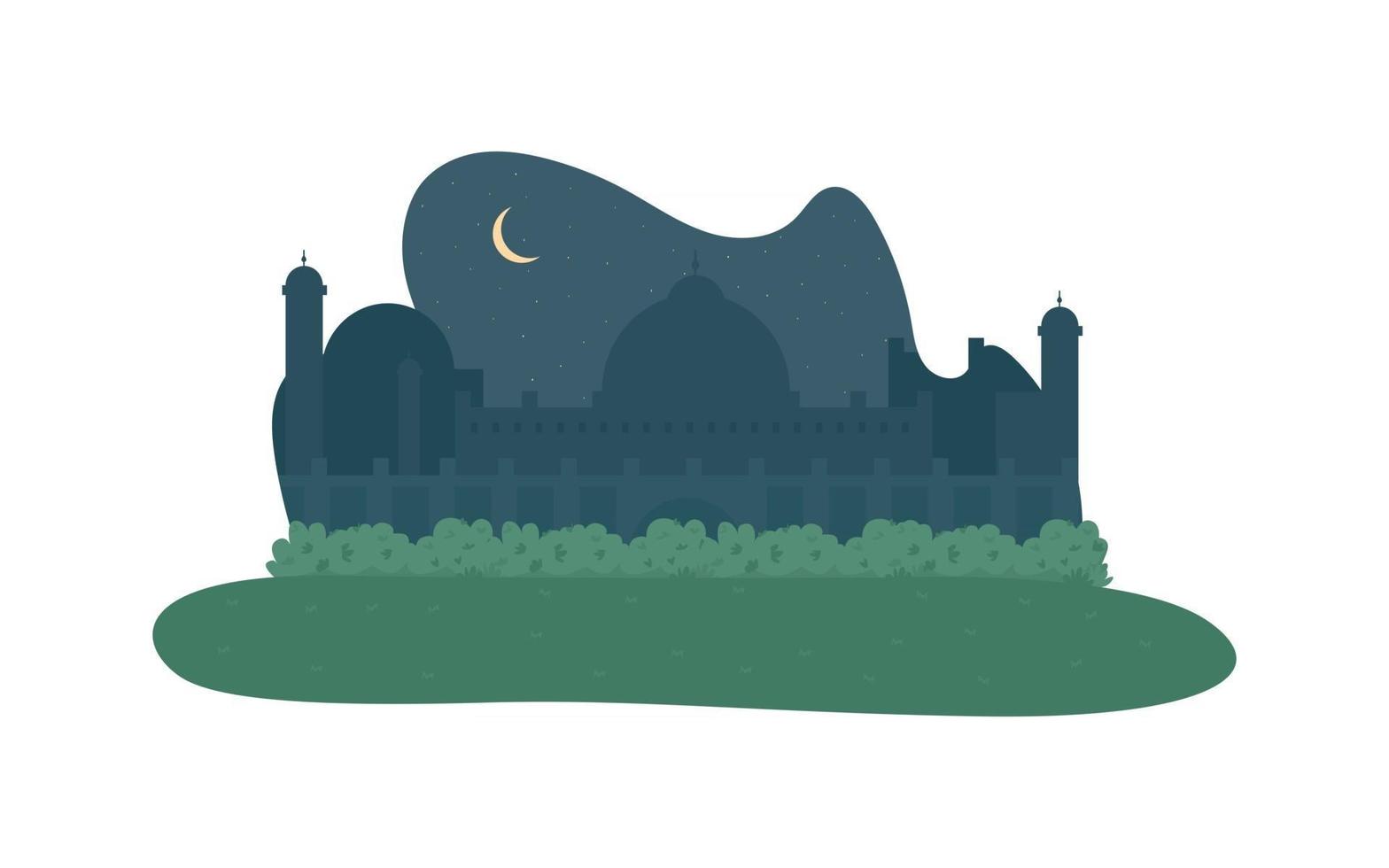 Minaret at night 2D vector web banner