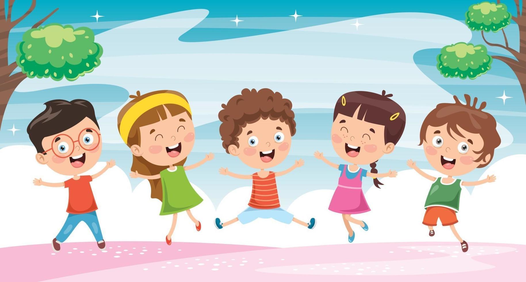 Little Children Playing At Nature vector