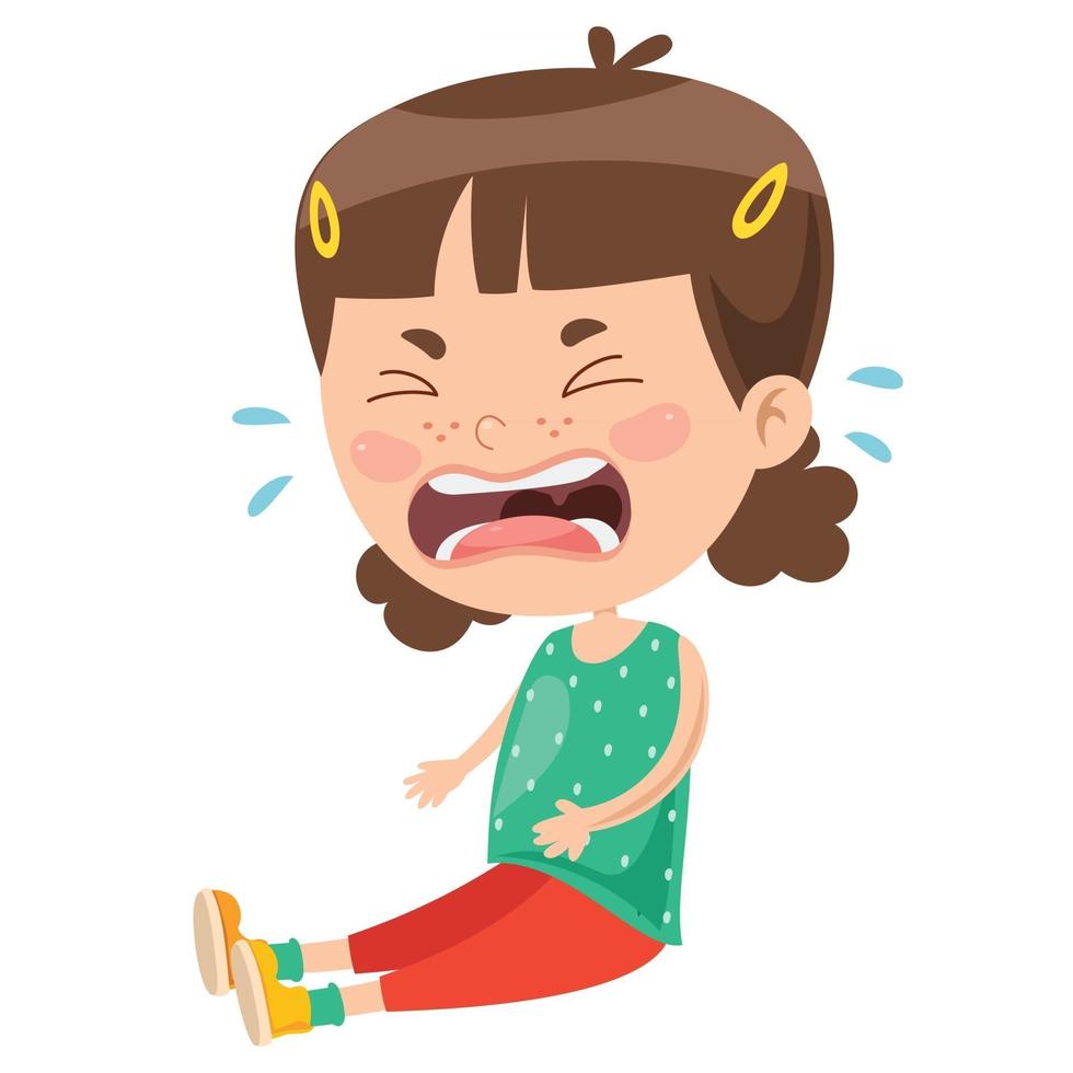 An Upset Little Child Crying vector