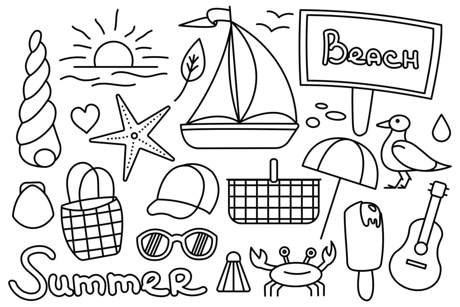 Summer vacation at the sea Beach stuff Collection of things for