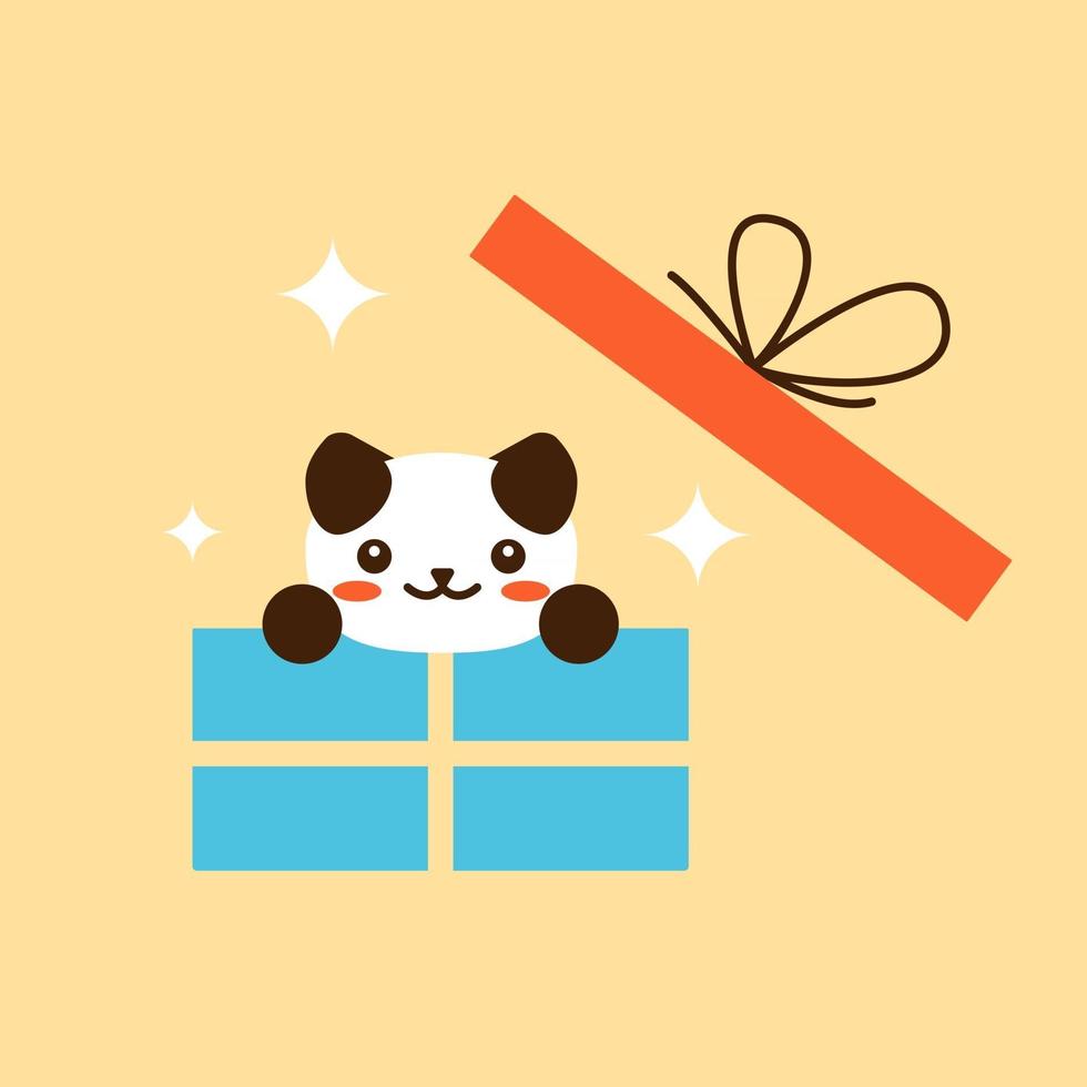 perro y regalo kawaii animal presente icono de caja de regalo sorpresa abierta vector