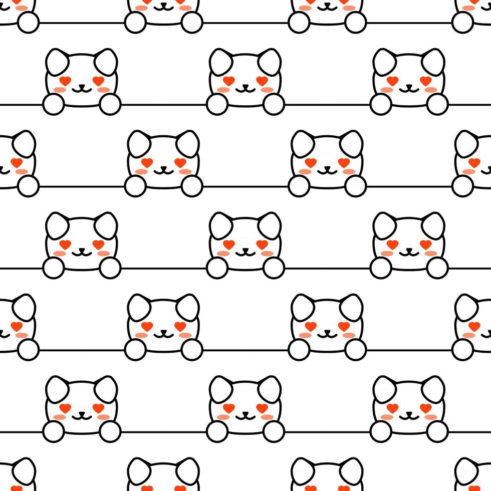 Seamless pattern happy dog in beautiful style Funny cartoon character vector