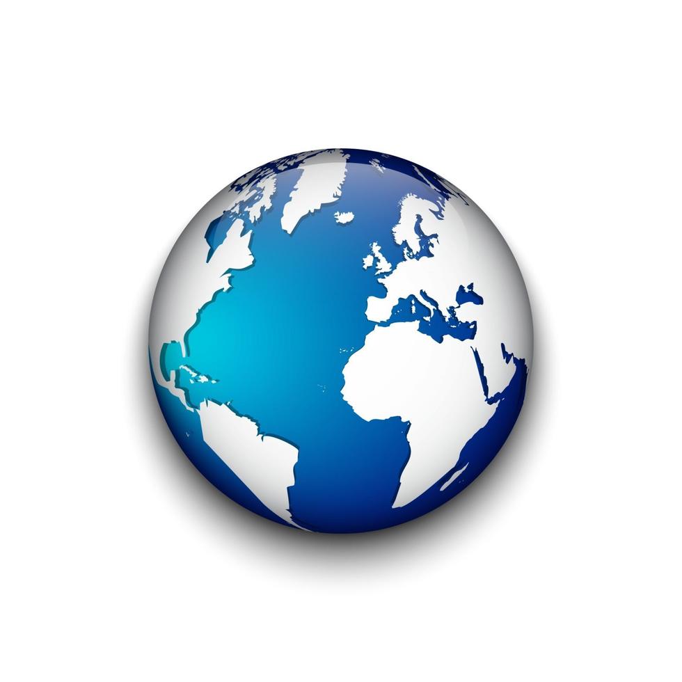 Blue earth badge and shadow . isolated . vector