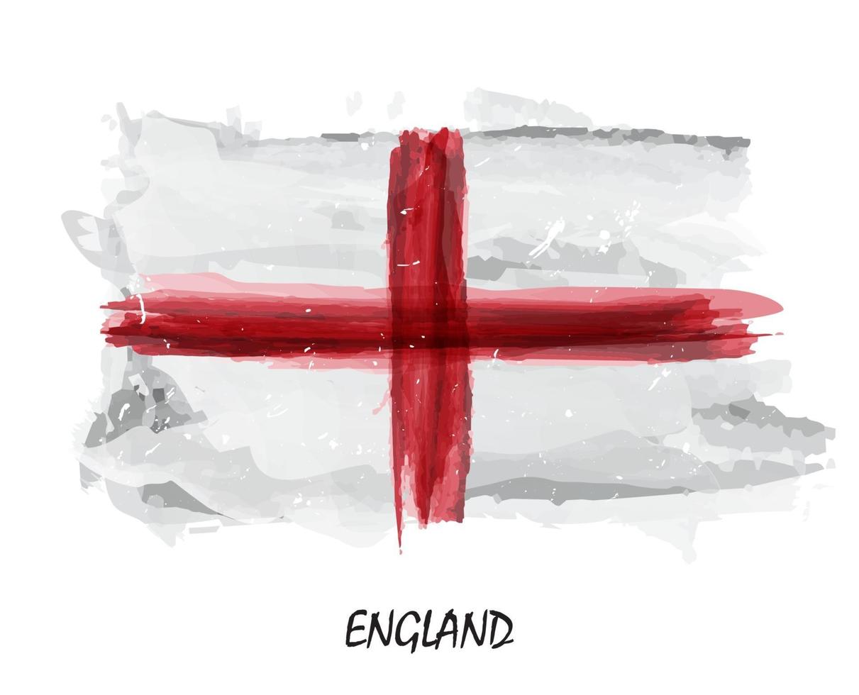 Realistic watercolor painting flag of England . Vector .