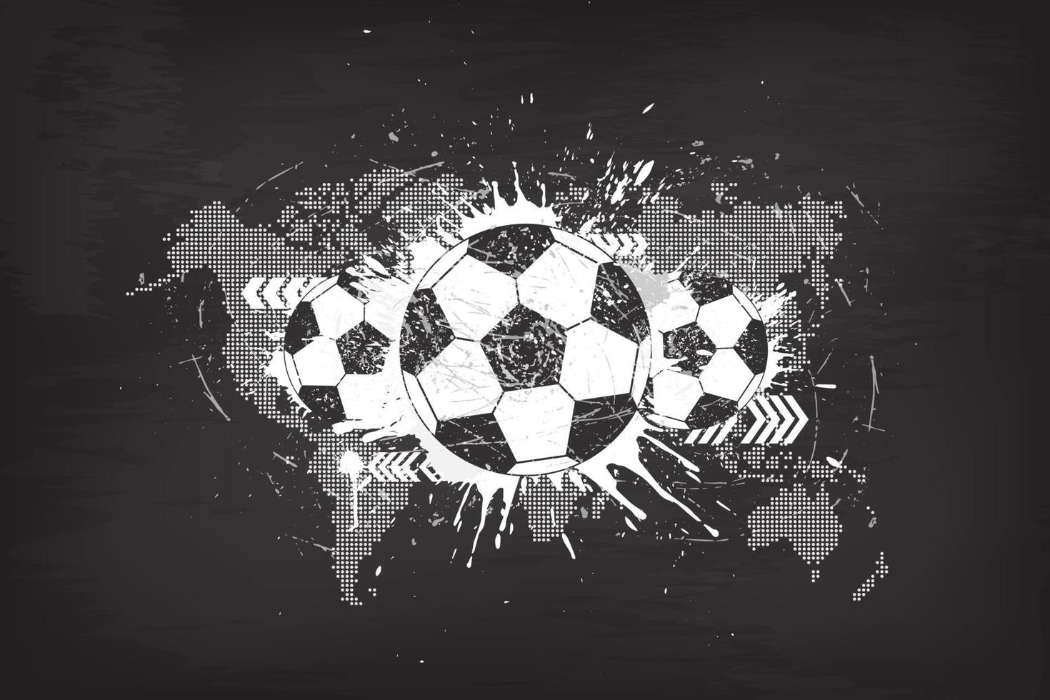 Fondo de fútbol abstracto grunge con mapa del mundo y partículas de polvo en la textura de la pizarra. diseño plano . vector para la copa del torneo del campeonato mundial internacional 2018.