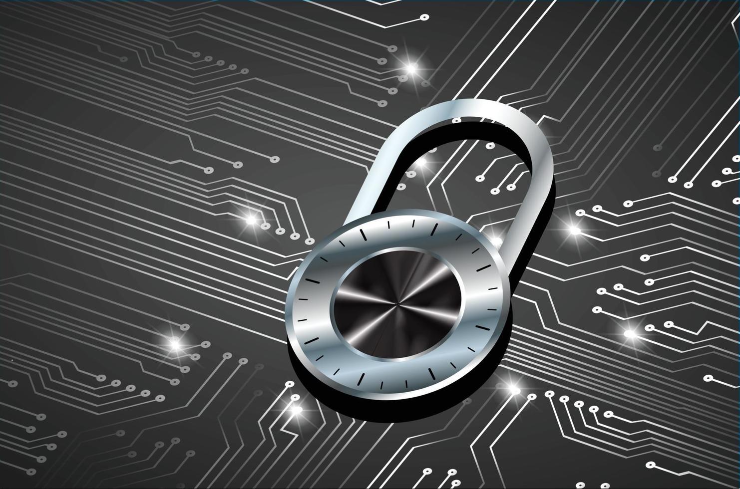 Closed Padlock on digital background cyber security vector