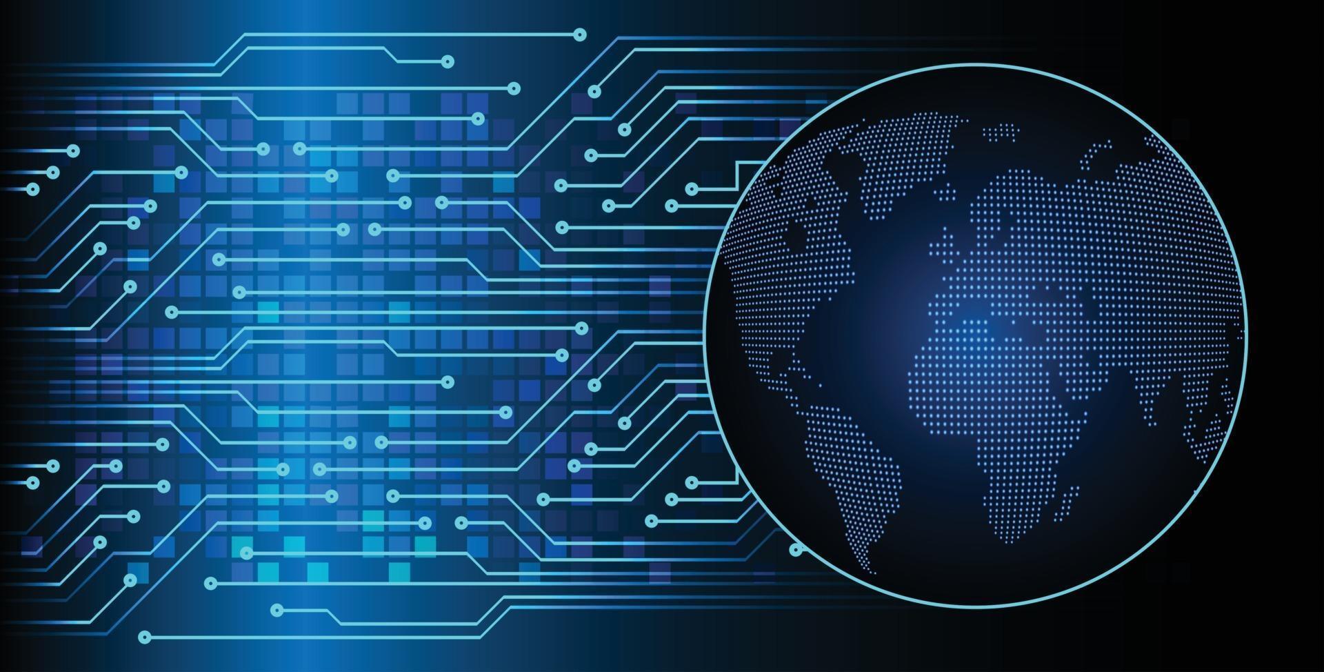 world binary circuit board future technology, blue hud cyber security concept background vector