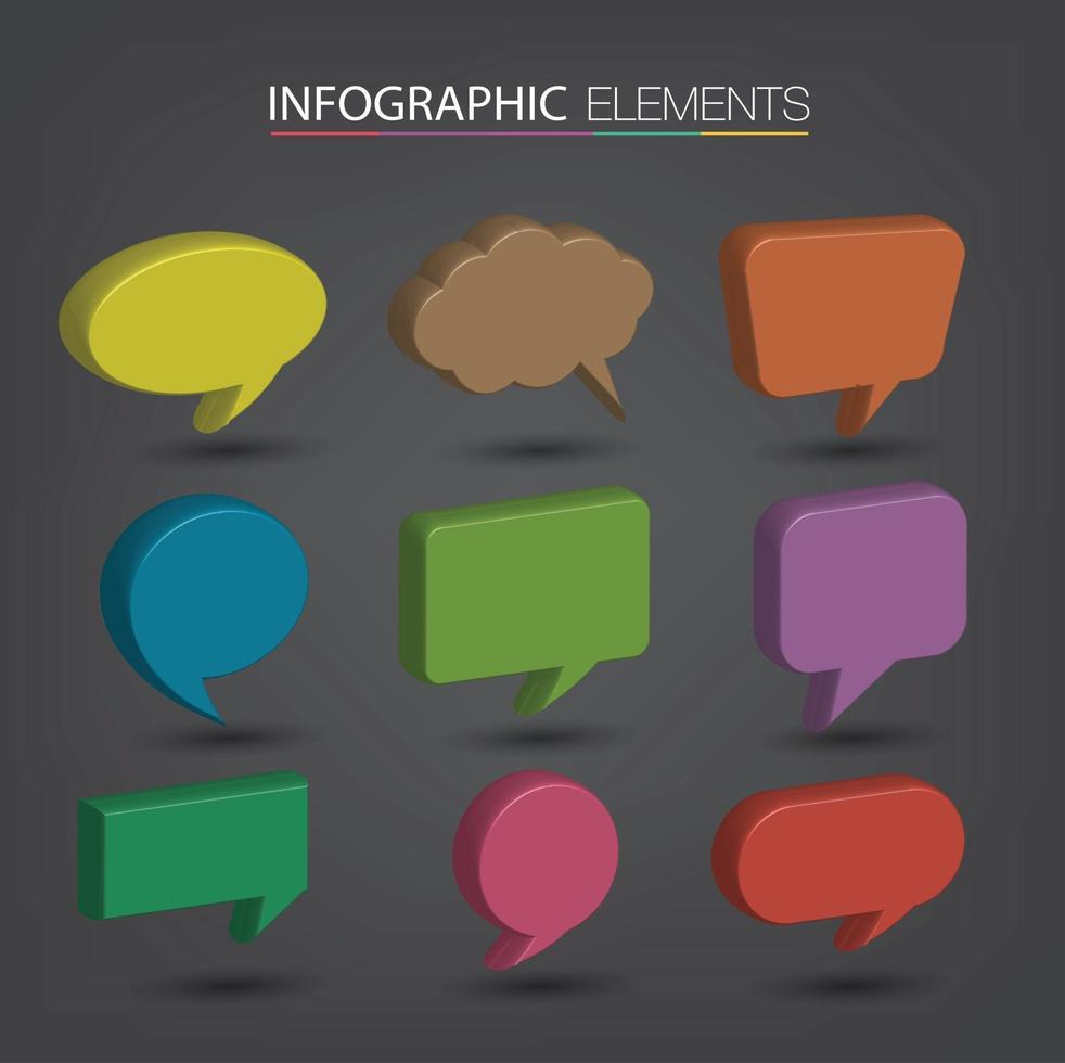 3D speech bubbles vector set