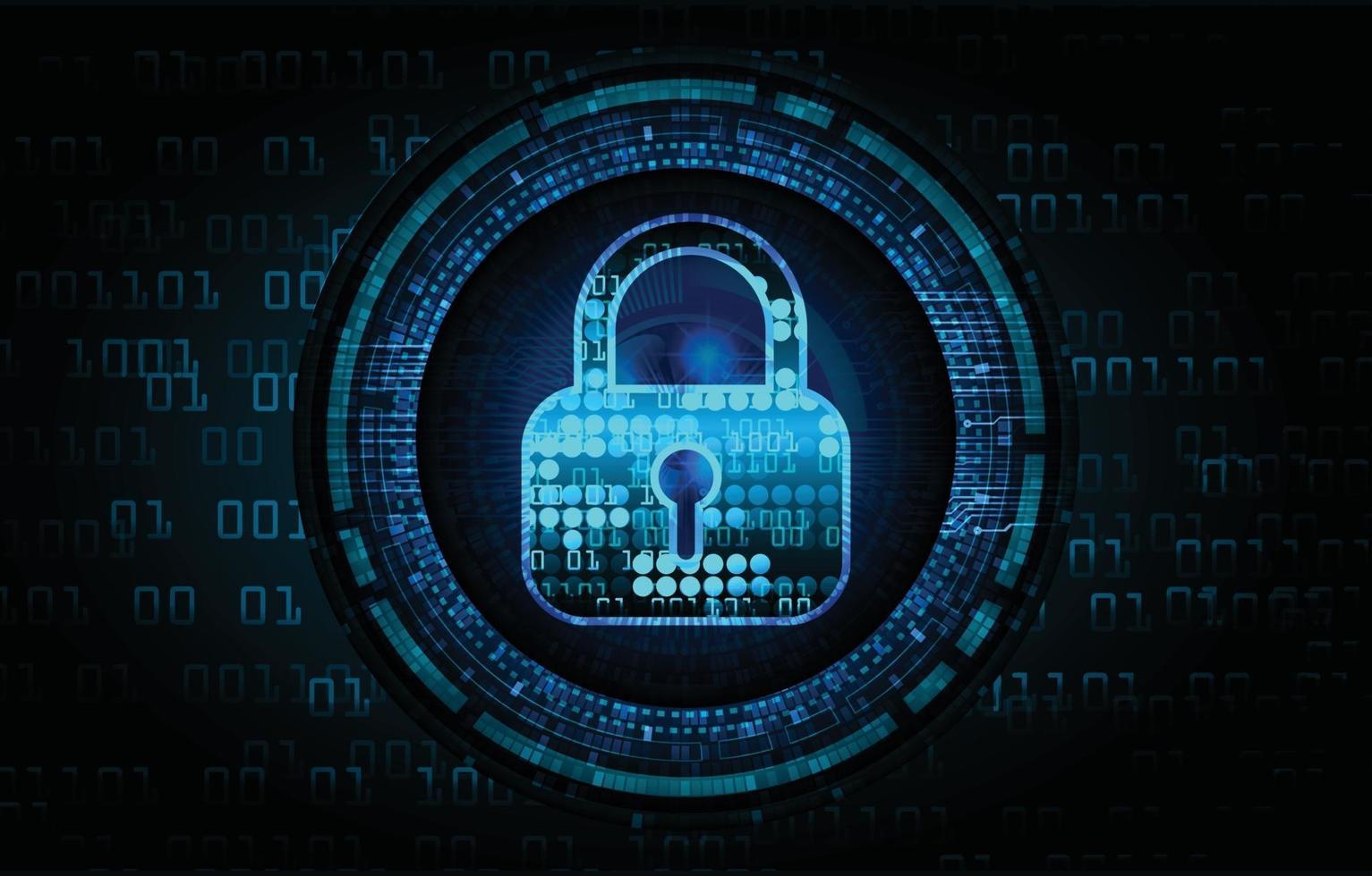Closed Padlock on digital background, cyber security vector