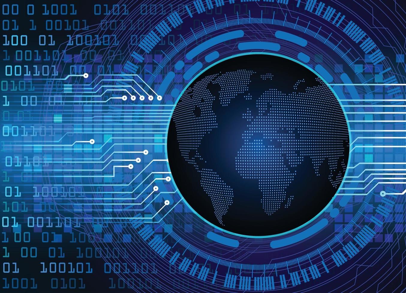 world binary circuit board future technology, blue hud cyber security concept background vector