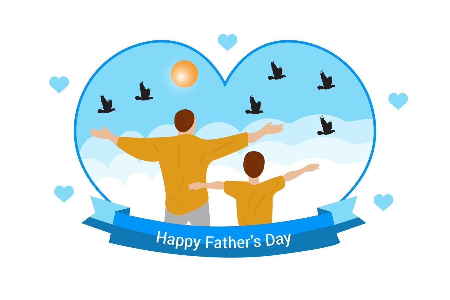 Greetings and presents for Fathers Day in flat lay styling vector