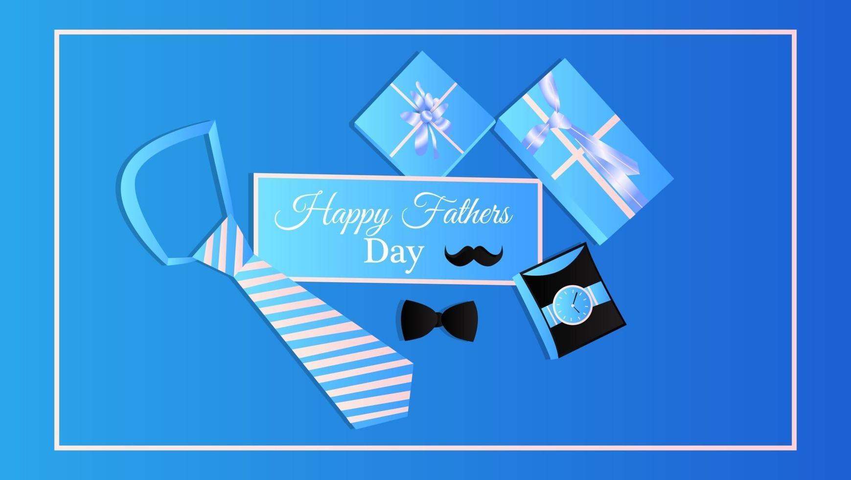 Greetings and presents for Fathers Day in flat lay styling vector