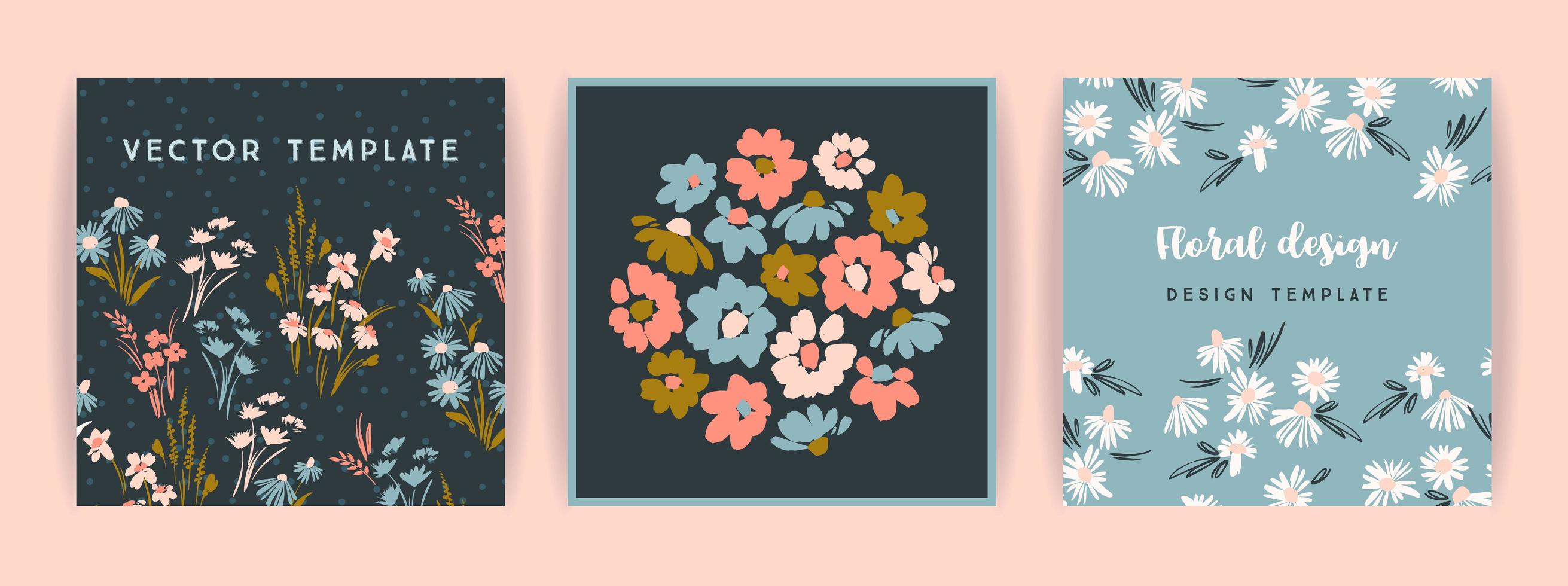 Set of vector floral design. Template for card, poster, flyer, home decor and other