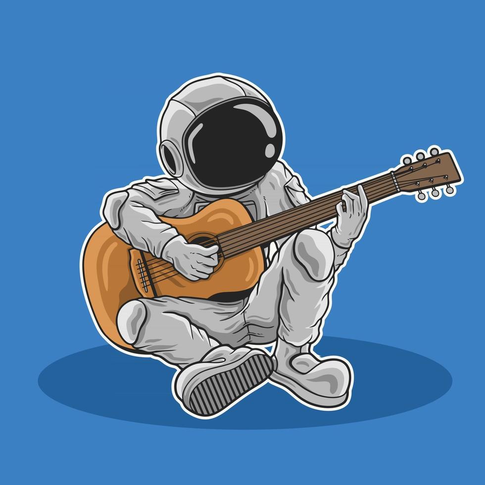 astronauta tocando la guitarra vector vector premium