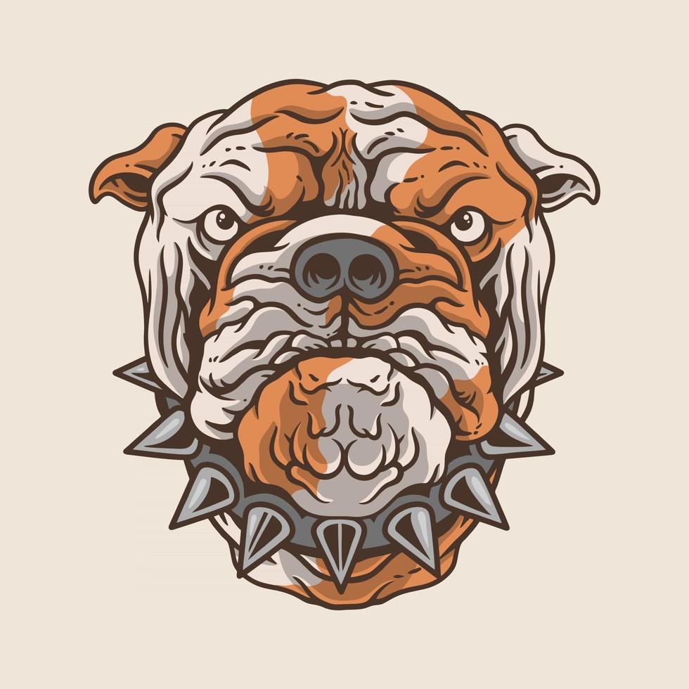 cabeza de perro bulldog, pegatina, logo, vector premium