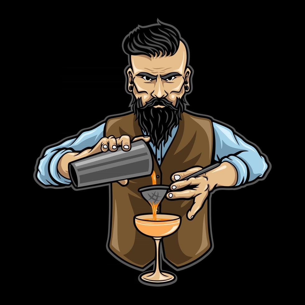 bartender hombre personaje, vector premium