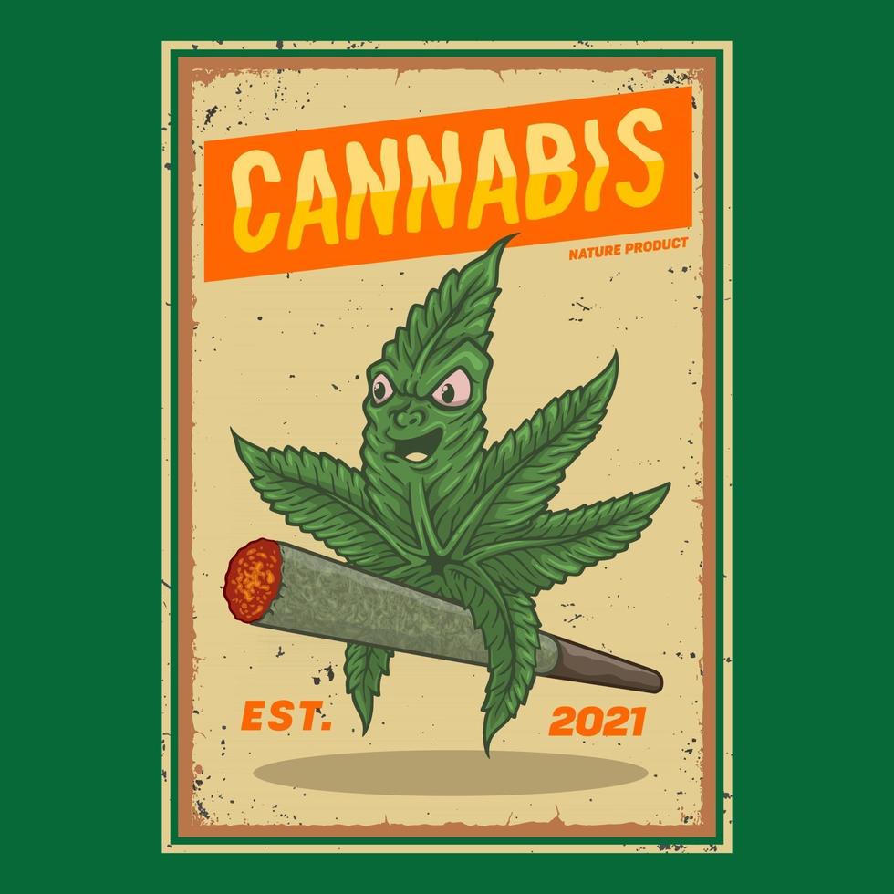 cannabis riding a cigarette,premium vector