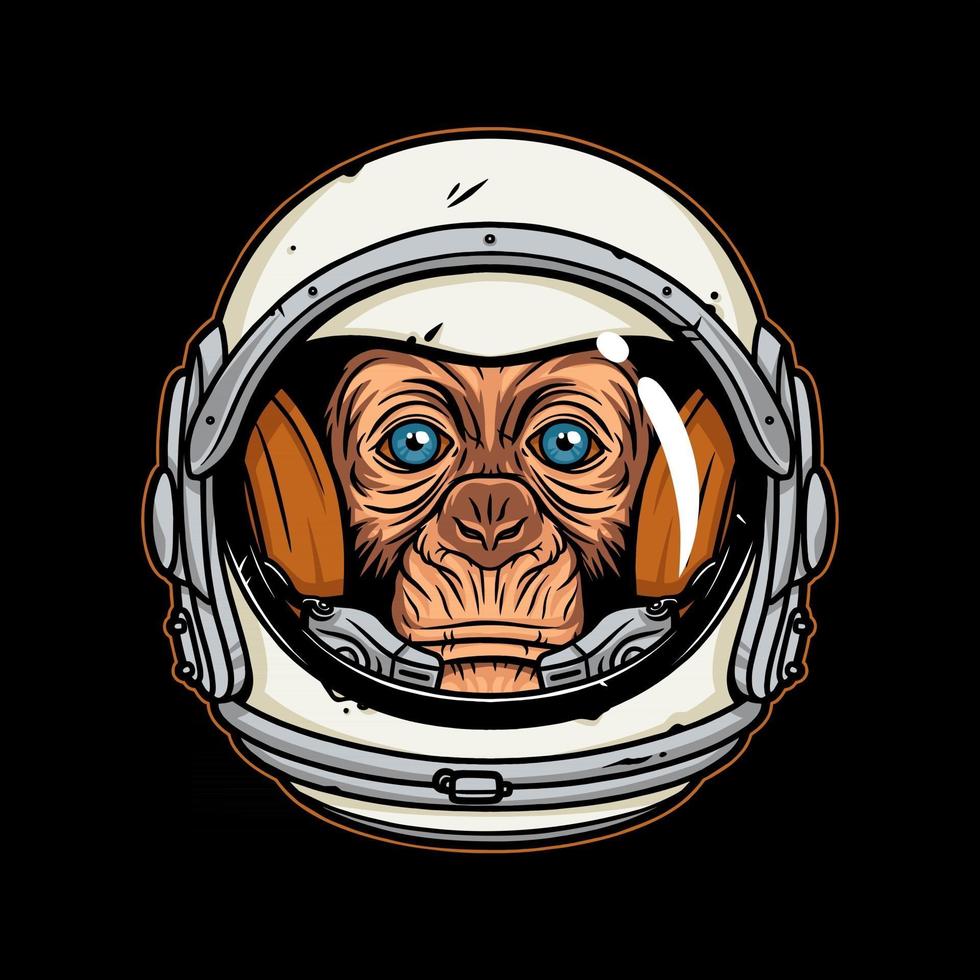 Ilustración mono astronauta, vector premium