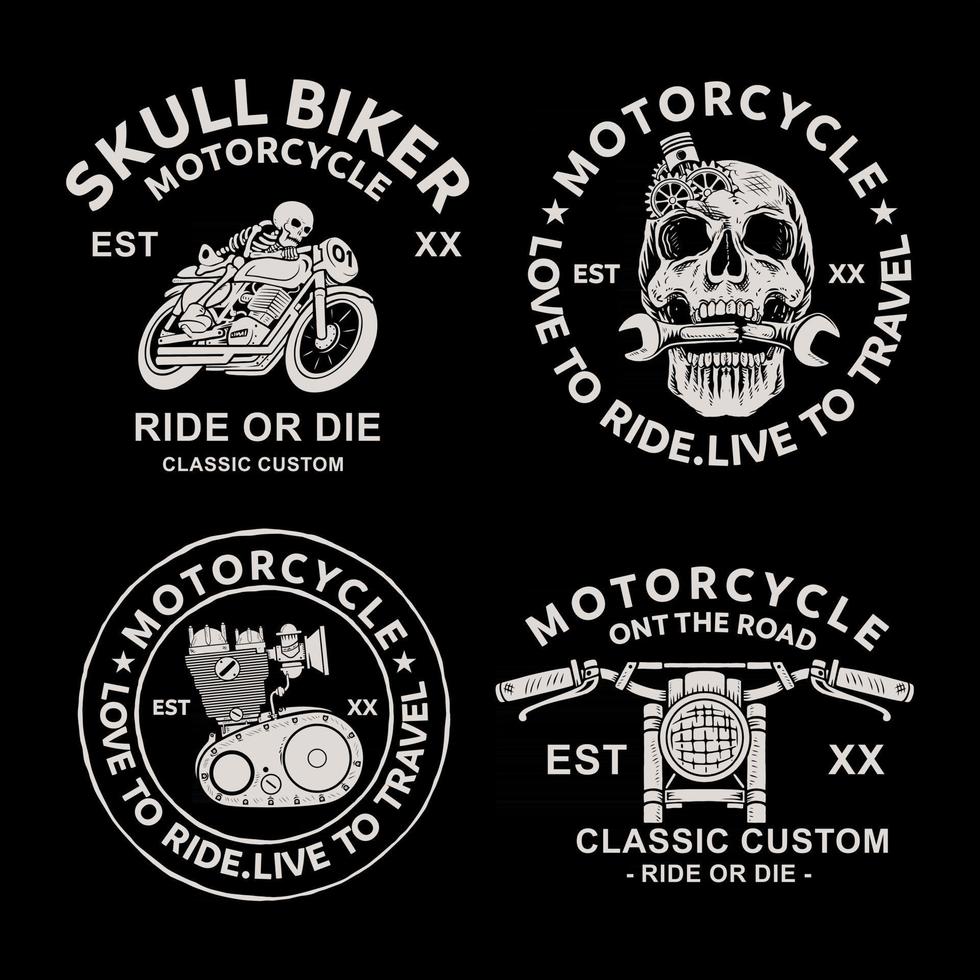 Bikers badges emblems vector icons. classic, logo. Premium Vector