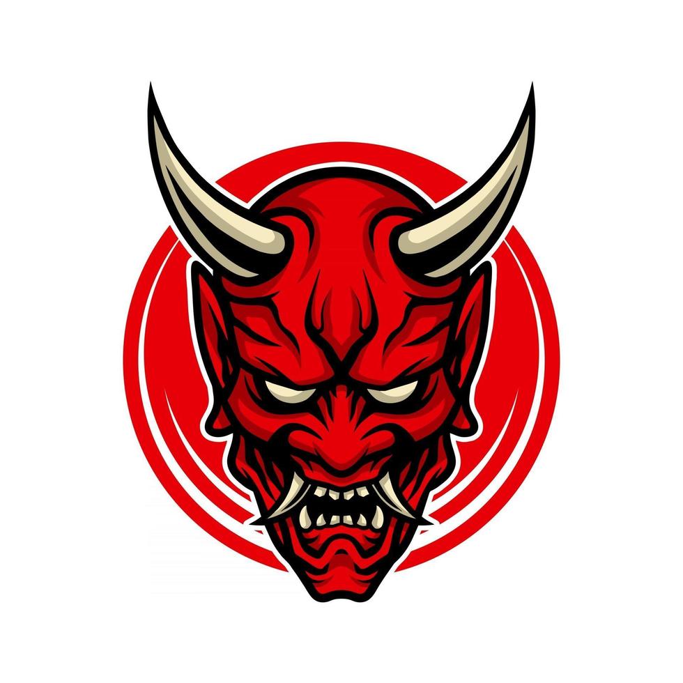 Hannya icon cartoon.demon mask. vector premium