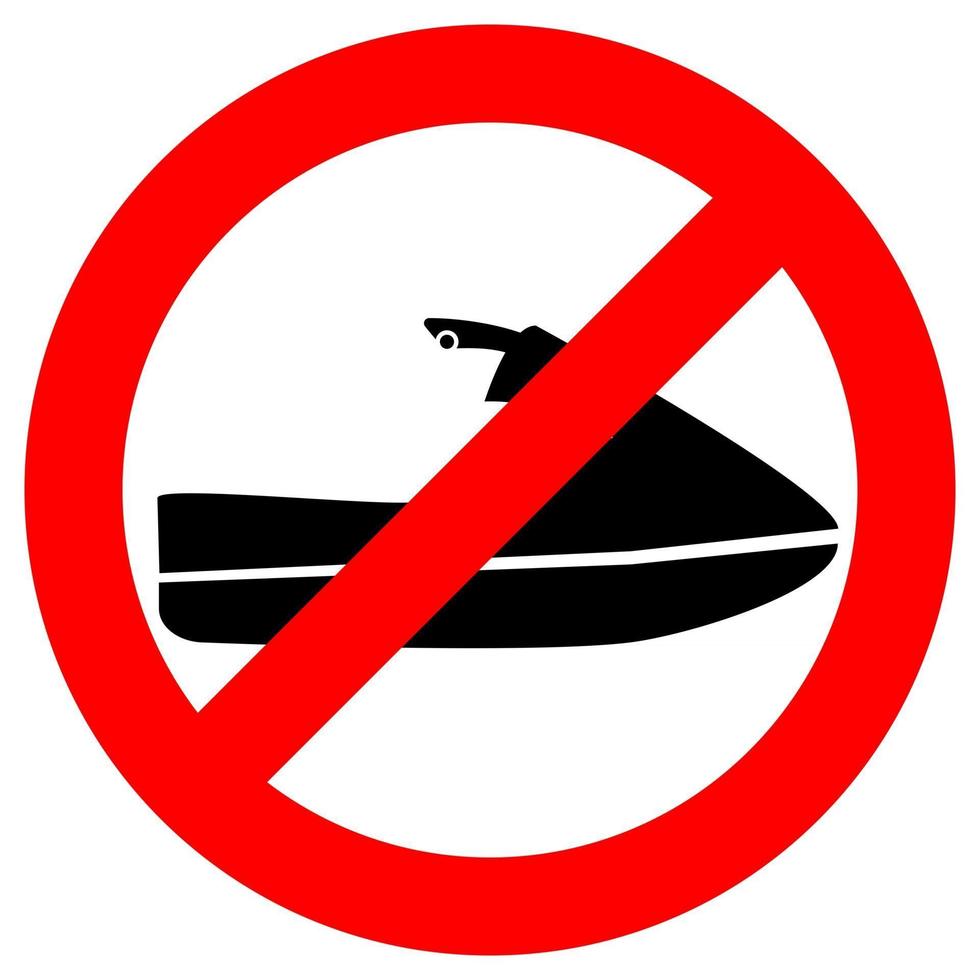 icono de no jet ski. scooter de agua sin paseo. ningún signo de jet ski en estilo glifo, aislado sobre fondo blanco. vector