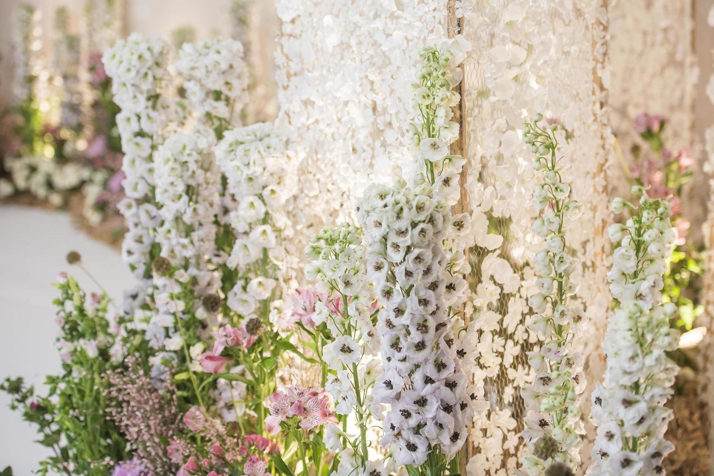 Wedding backdrop with flower and wedding decoration photo