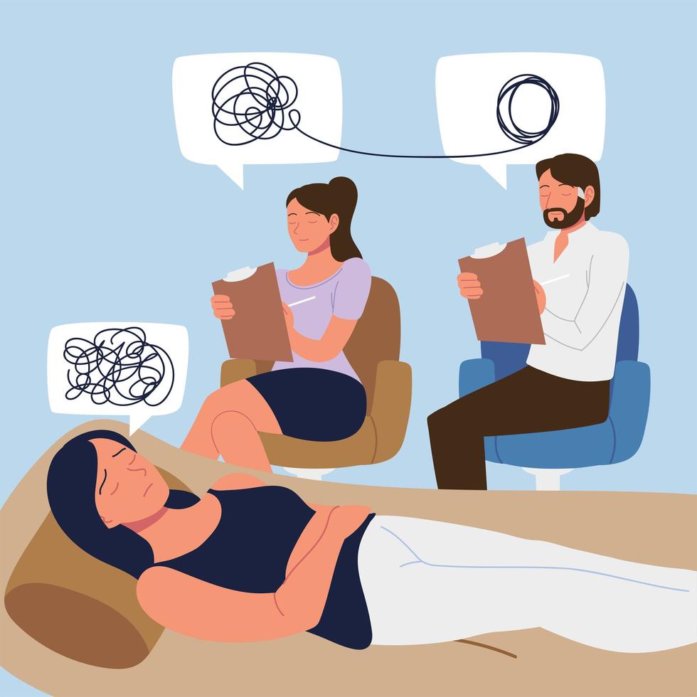 psychologist characters with clipboard working vector