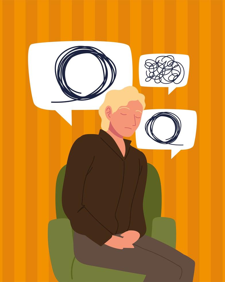 man with psychological problems vector