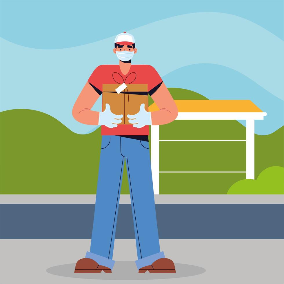 delivery man in the street vector