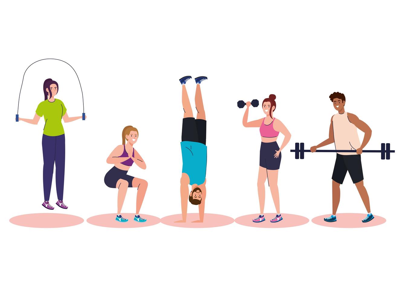 group young people practicing exercise, sport recreation concept vector