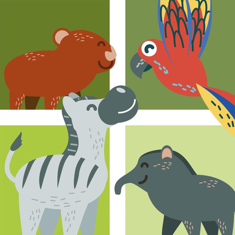 set of tropical animals vector