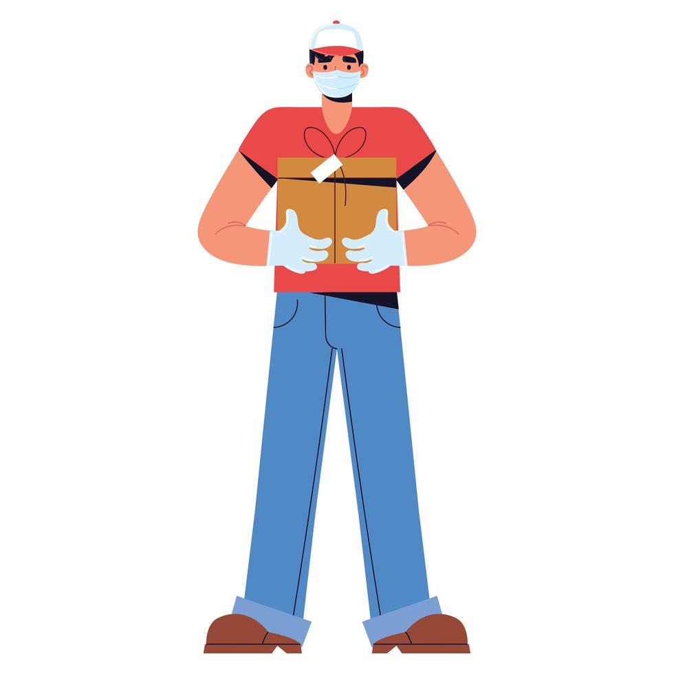 delivery man with box vector