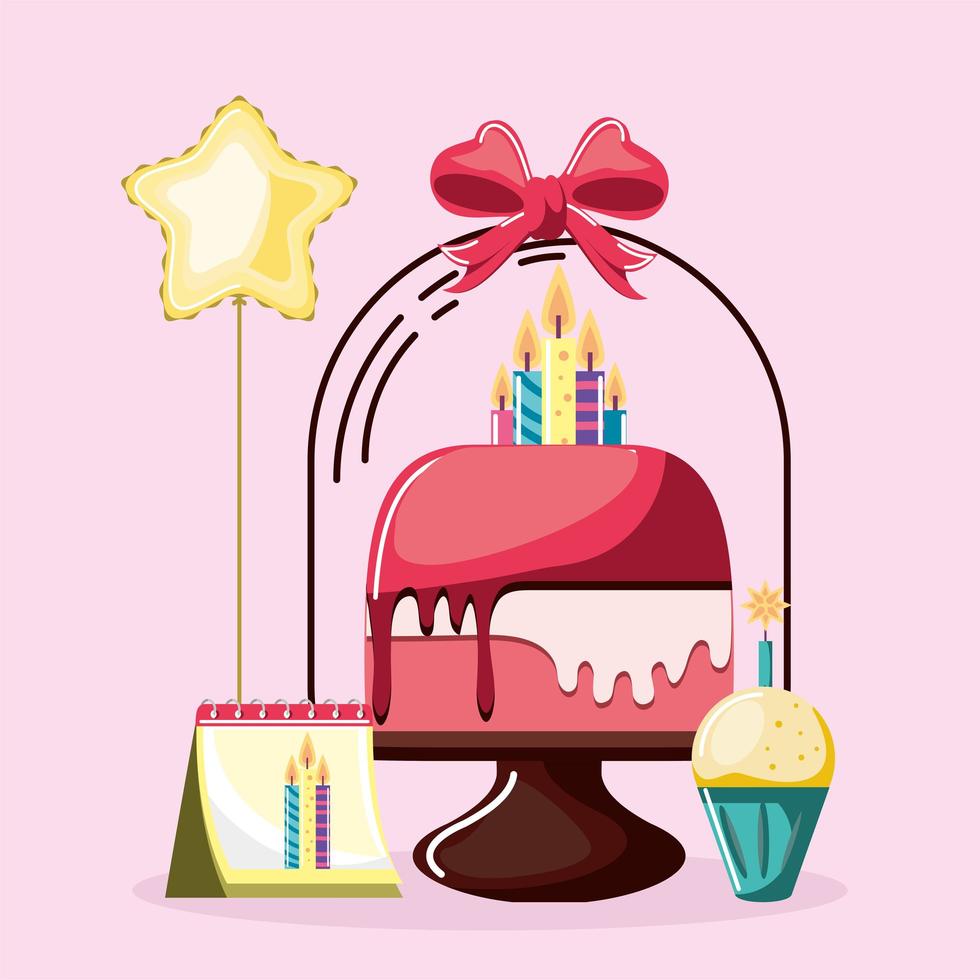 birthday cake and calendar vector