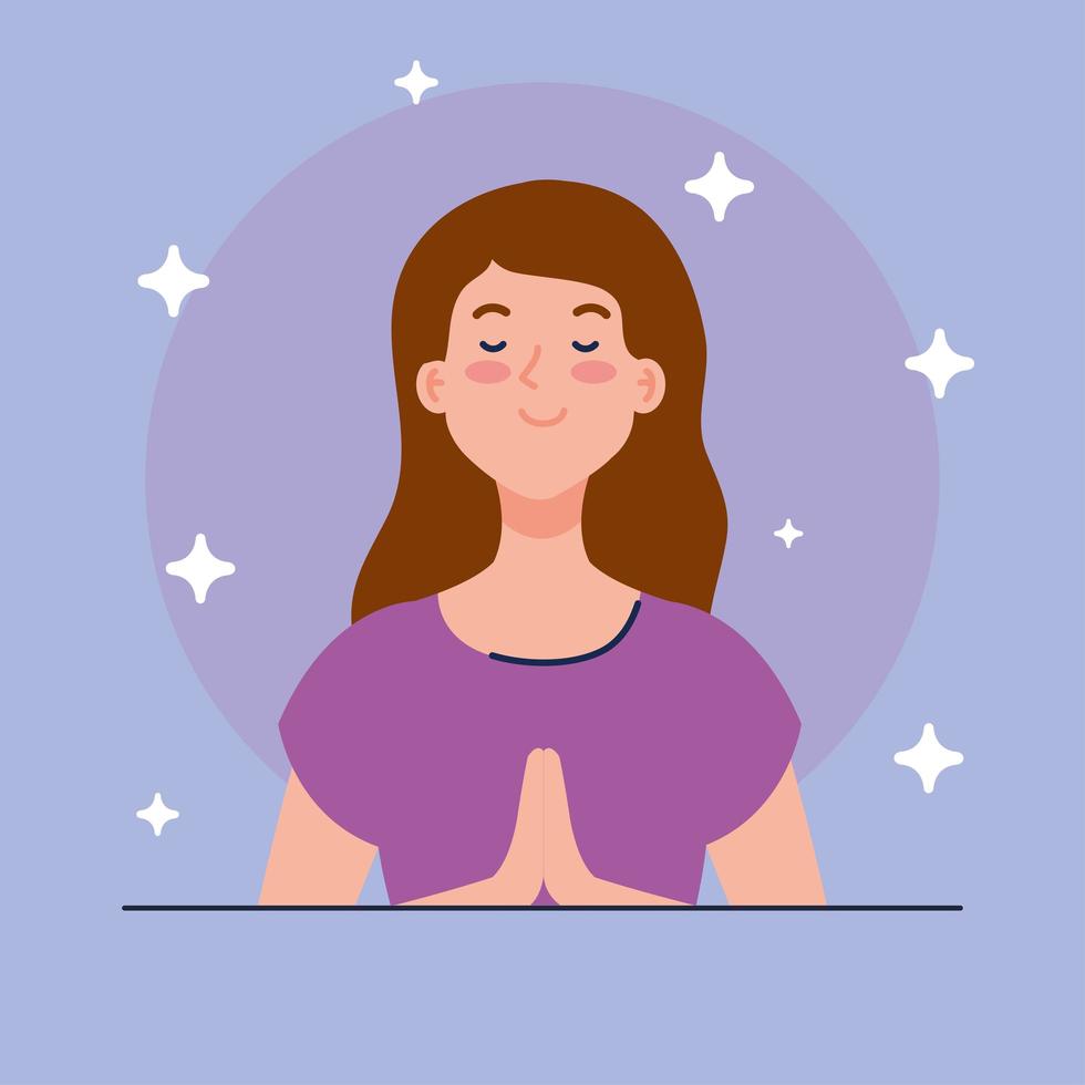 mujer meditando, actividad para la salud mental vector