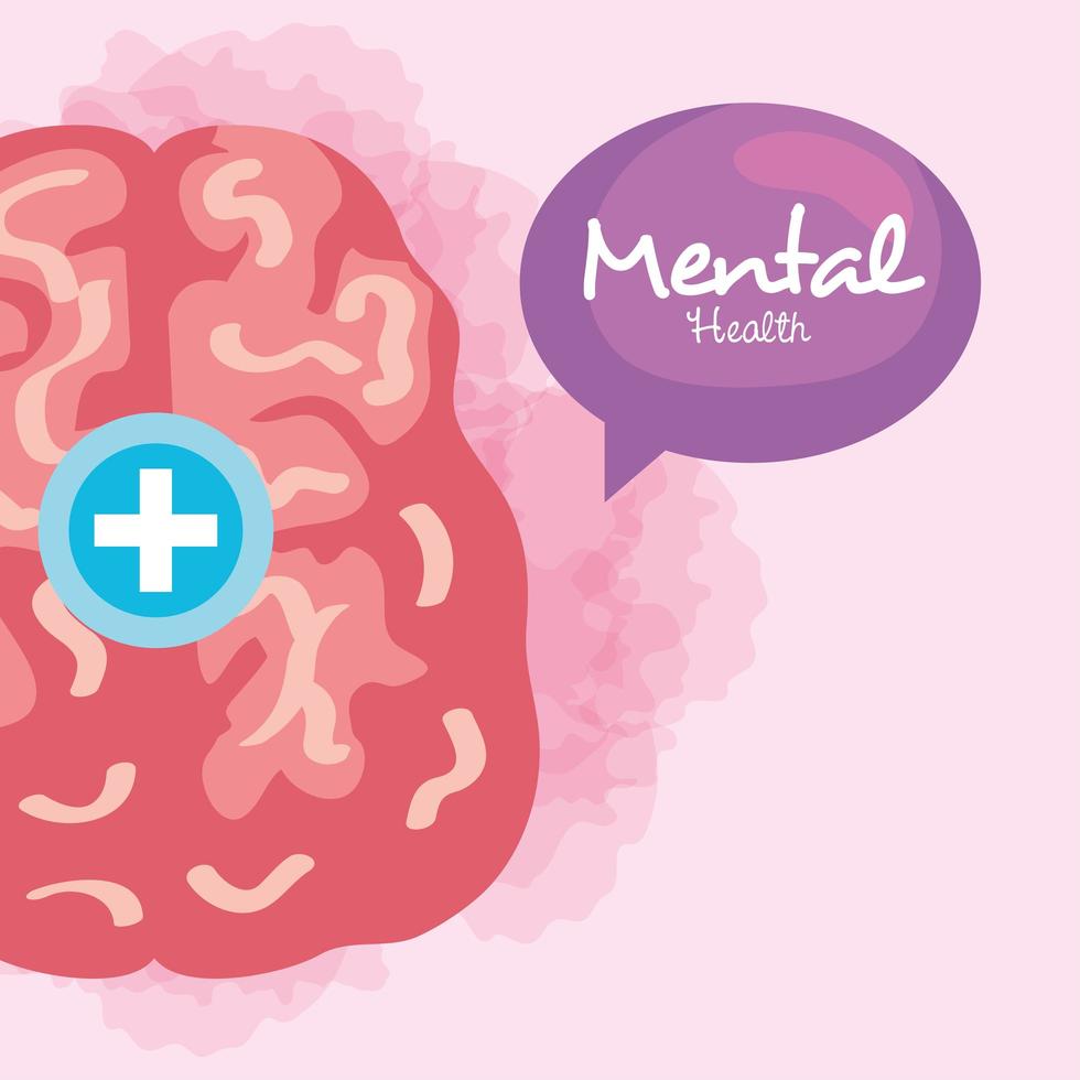 mental health concept, with brain, positive mind vector