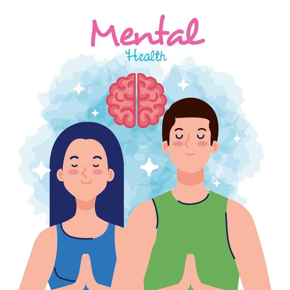 mental health concept, couple with healthy mind vector