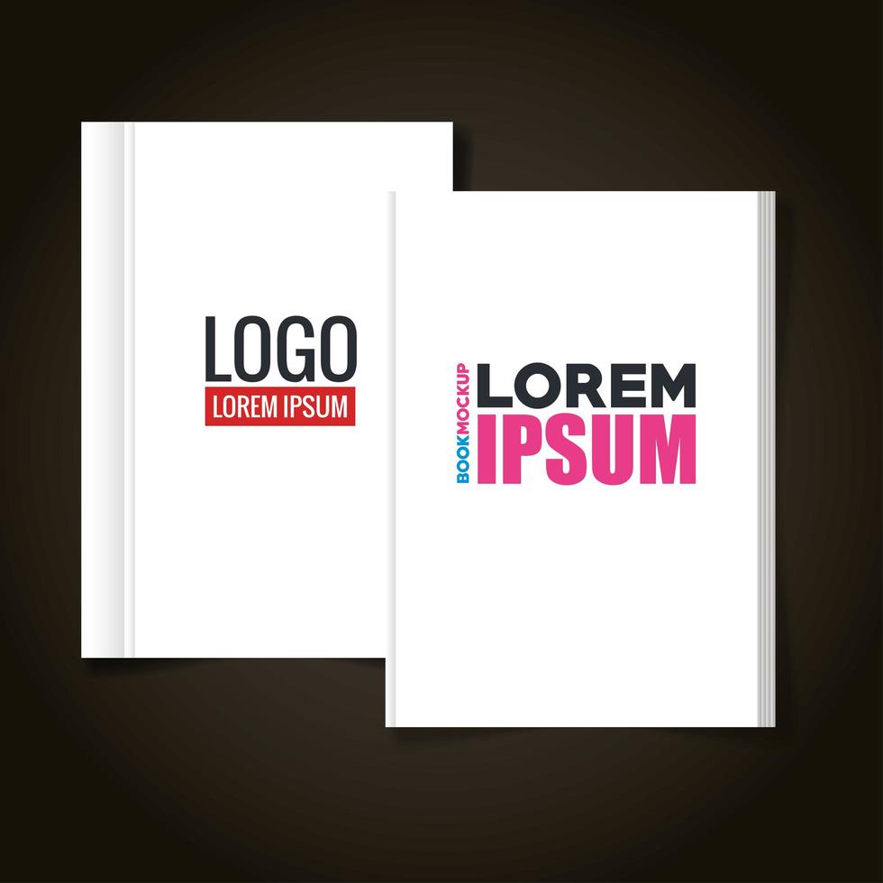 corporate identity branding mockup, mockup with books of cover white vector