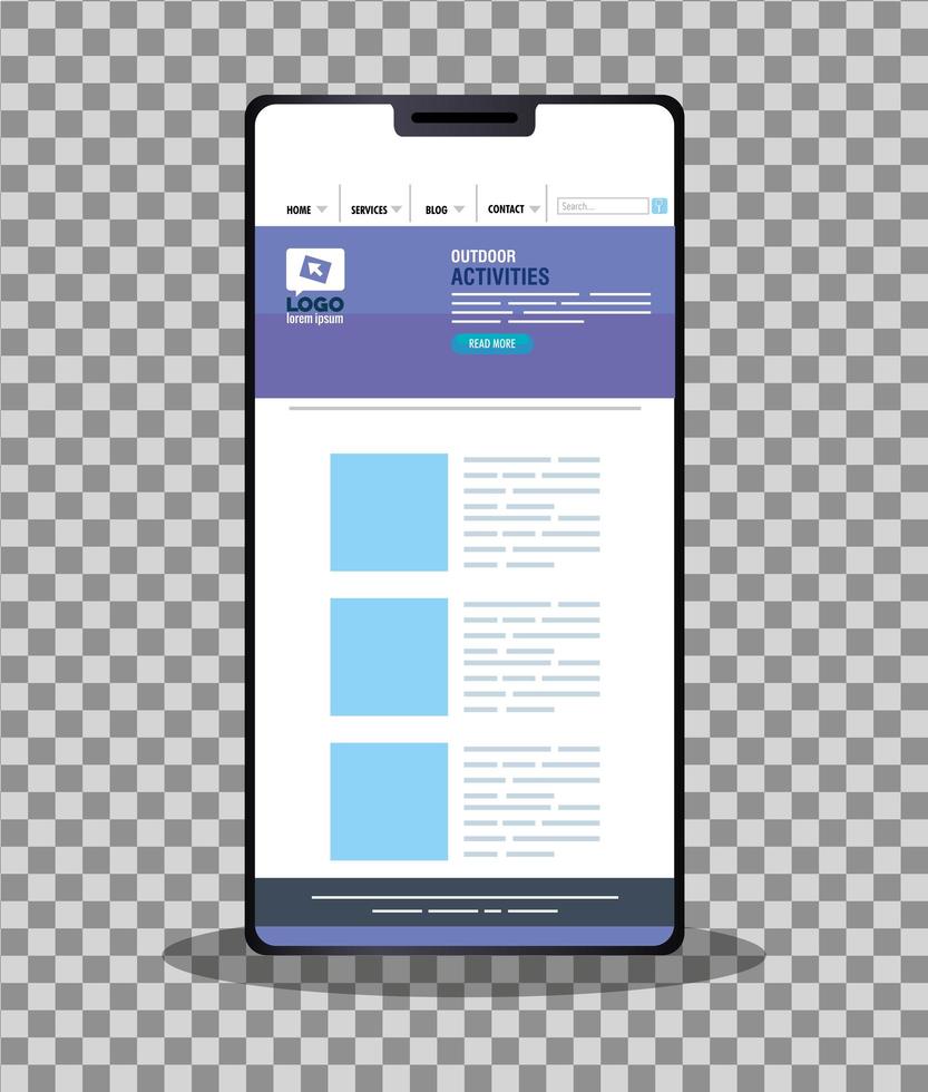 mockup responsive web, concept website development in smartphone vector